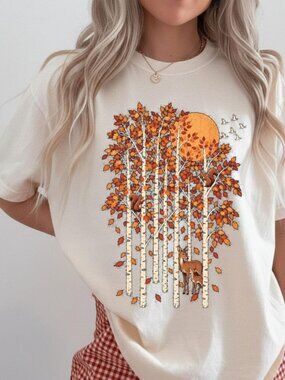 Squirrel Fall Trees Deers Shirt, Cozy Season Boho tee